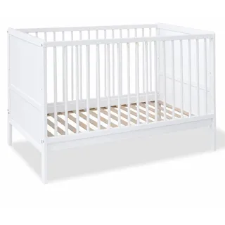 Pinolino Babybett & Kinderbett Carla Buche teilmassiv 3-fach höhenverstellbar, 3 Schlupfsprossen 70 x 140 cm - lackiert - Weiß