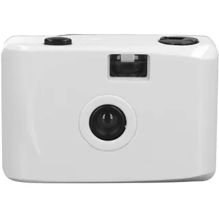 HUSHUI 35-mm-Filmkamera, Wiederverwendbare Retro-Kamera mit 1/100 S Verschlusszeit F/9 28-mm-Objektiv, Zum Schnorcheln, Schwimmen, Reisen, Outdoor-Fotografie (Weiß-Rosa mit Katzenohren-Dekor)