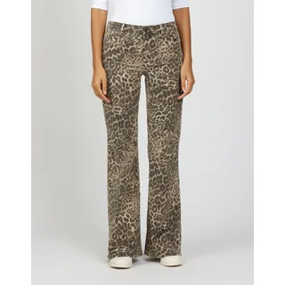Bootcut-Jeans GANG "94 JESSI FLARED", Damen, Gr. 30, N-Gr, braun (printed leo), Denim/Jeans, Obermaterial: 97% Baumwolle, 3% Elasthan, gemustert, casual, ausgestellt lang, Jeans, im angesagten Leo Muster