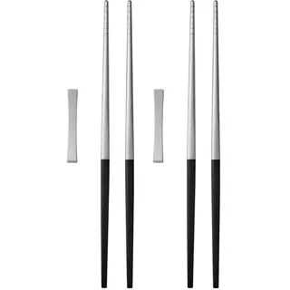 Gense - Focus de Luxe Essstäbchen, 23 cm, schwarz / matter Stahl (6-tlg.)