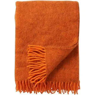 KLIPPAN Gotland Wolldecke 130x200 cm Orange meliert aus 100% Gotlandwolle weiche Kuscheldecke