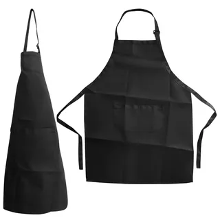EASYKEENECOM 2 Stück Kochschürze Kinder,Kinderschürze, Schürze Kinder, Kinder Kochschürze Grillschürze Kinder Jungen Malkittel Kinder für Jungen und Mädchen Beim Kochen, Malen, Grillen (Schwarz) - Einheitsgröße