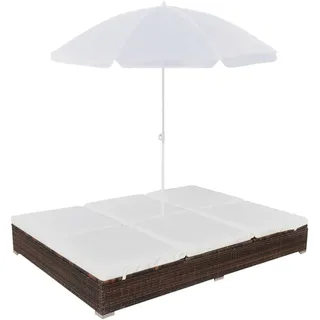 vidaXL Outdoor-Loungebett, Creme, Kunststoff, Füllung: Polyester, Rechteckig, 140x190x197 cm, Loungemöbel, Outdoorsofas