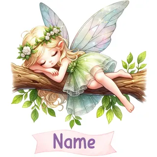 GRAZDesign Wandtattoo Fee mit Name personalisiert Kinderzimmer Mädchen, Feen Welt Wandaufkleber - 34x30cm