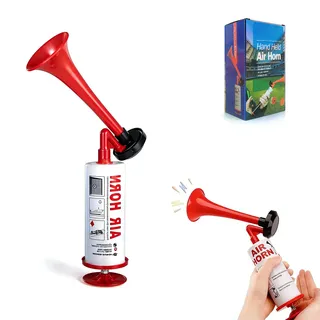 Moling Fanfare Druckluft Hupe,Megafon Tröte Manuelle,Airhorn aus Metall,Signalhorn für Boote,Fußball Fanartikel zum Anfeuern,Handball Zubehör,Alarm (Rot)