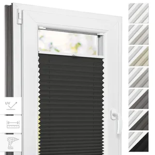 Estika Thermo-Plissee mit Bohren - 75 cm x 150 cm - Farbe: Anthrazit - Plissee Blickdicht, Fensterrollos für innen, Verdunkelungsplissee, Rollos für Fenster