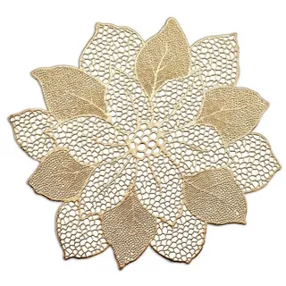 Zeller 26917 weihnachtliches, schickes Platzset Flower, PVC, Gold