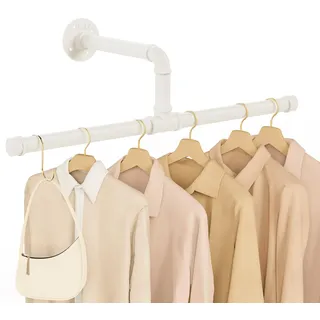 Yawinhe Industrielle Rohr-Kleiderstangen, Kleiderständer, Wandmontage, Kleideraufbewahrung, platzsparendes Küchenregal, für kleine Räume, Weiß, 50 cm, 1 Stück