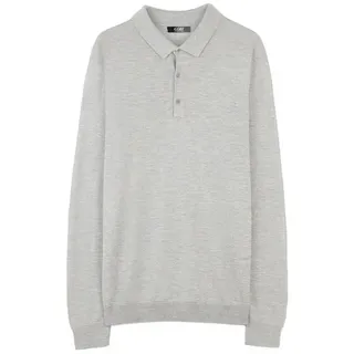 GOBI Cashmere Polokragenpullover Herren Polohemd aus Kaschmir-Seide grau XL