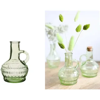 NaDeco Glasvase klein 'Lille', Höhe 10cm, Durchmesser 7 cm, viele Farben zur Auswahl | Glasflasche | Bunte Dekoflasche | Kleine Glas-Flaschen | Kleine Deko-Vasen | Deko-Blumenvase, Farbe:Hellgrün