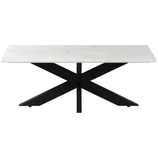 Couchtisch 120x60x45 Marmor weiß / Kreuzgestell Eisen schwarz BARCELONA #314