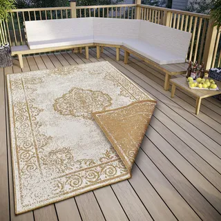 Northrugs Cebu Wendeteppich - Flachgewebe, Orient Design, Vintage, ÖKO-TEX, Wetterfest, Balkon, Wohnzimmer, Wasserfest, Orientalisch
