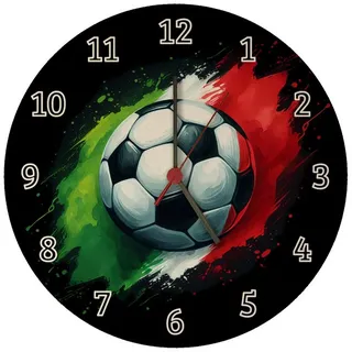 speecheese Wanduhr Fußball Italien Flagge Wanduhr aus MDF 26,5 cm