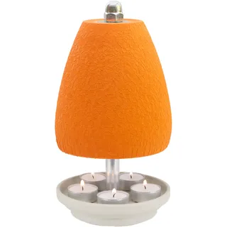 Teelichtlampe Orchidee, ORANGE - *7Jahre Garantie* - LIVESTYLE IN Keramik, Licht & Wärme, Handarbeit Teelichtofen - 5 Teelichter (inkl. Teelichter + Feuerzeug) Über 20.000 sehr zufriedene Kunden!