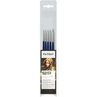 da Vinci Miniaturen-Set, Ussuri-Rotmarderhaare - 5 Pinsel: No. 3/0 + 2/0 + 0 + 1 + 2, Blue, White/Black