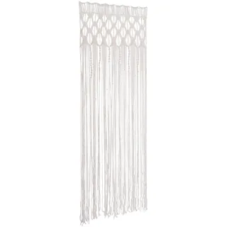 Susoso Makramee Vorhang Wandbehang, Boho Deko Gewebt Wandteppich Home Wanddeko Baumwollfaden Handgemachte Raumteiler für Schlafzimmer 203x74cm Beige
