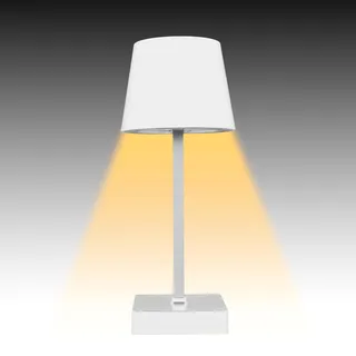 Makotex LED Tischleuchte mit Touchfunktion Nachttischlampe batteriebetrieben kaltweiß (Weiß)