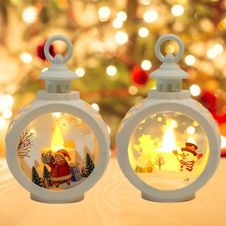 2 Stück Weihnachtsdeko Laterne Weihnachtslaterne mit LED Licht, Flammenlose Weihnachtskerzen, Weihnachten Deko Beleuchtete Windlicht Weihnachten, Weihnachtsdekoration Innen Außen (Weiß)