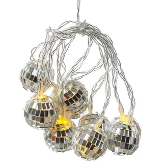satisfire LED Discokugel Lichterkette 1,35m Silberfarben