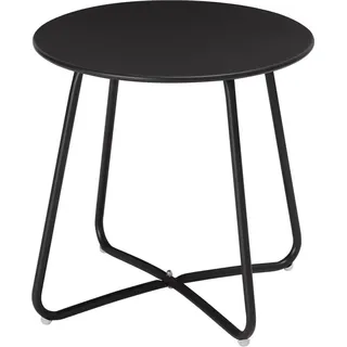 EUGAD Beistelltisch rund, Balkontisch, aus Metall, φ48xH45cm, Schwarz - Schwarz