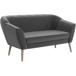MEBLINI Mini Sofa 2-Sitzer für Wohnzimmer - Mini Lounge für Zwei Personen - Küchensofa - Sofa Klein - Gisela - 2 - Dunkelgrau Samt