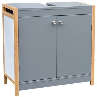 osoltus Badregal osoltus Unterschrank Waschbeckenunterschrank Bambus / Grau