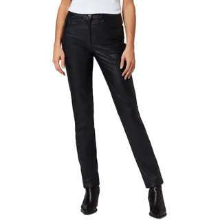 RICANO 9809, Damen Lederhose - 5-Pocket Stil - (Slim Fit/High Waist) echtes Lamm Leder (Schwarz, XL) - XL