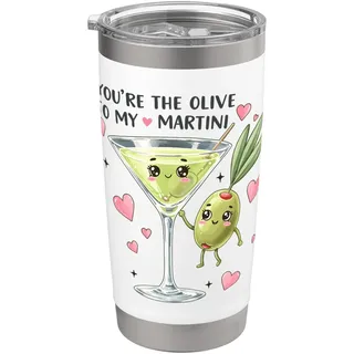 Martini Olive Süßes Liebesspiel Pärchen Design Doppelwandiger Edelstahl-Thermobecher