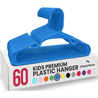 Utopia Home Kabellose Kleiderbügel aus Kunststoff, Blau, 60 Stück | Baby-Kleiderbügel aus Kunststoff, passend für Kinder- und Kleinkindkleidung, sanft zu empfindlichen Kleidungsstücken