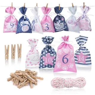 Nordstern Adventskalender zum Befüllen Stoffsäckchen 24er Set