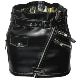 Be Noble Lederrock Black Punk Kurzer Mini aus glänzendem Lack Leder schwarz M