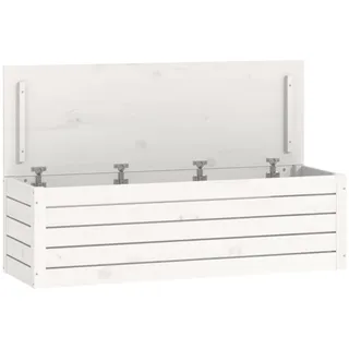 NITCA Bank Truhe Holz Sitzbank Mit Stauraum Weiß Truhenbank HolzTiefe Truhe Mit Stauraum Truhenbank Mit Stauraum Balkon Truhenbank 109 x 36.5 x 33 cm Massivholz Kiefer