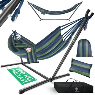 Kesser KESSER® Hängematte LAKE mit Gestell Doppelhängematte für 2 Personen-Stabiler Rahmen 200kg Belastbarkeit Indoor & Outdoor XXL Hängesessel Doppel Mehrpersonen Garten Pool Balkon Terrasse