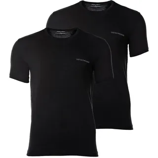 EMPORIO ARMANI Herren T-Shirt, 2er Pack - CORE LOGOBAND, Rundhals, Regular Fit, Stretch Cotton Schwarz2 / L