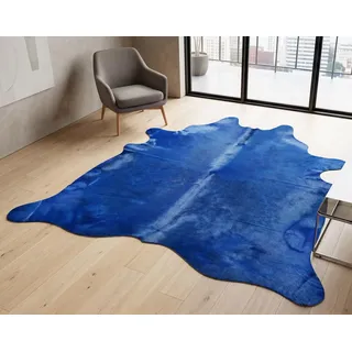 Kuhfelle Online & Nomad KUHFELL STIERFELL BLAU 190 x 190 cm Rinder Fell Teppich ECHT