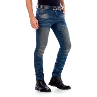 Slim-fit-Jeans CIPO & BAXX Gr. 38, Länge 34, blau Herren Jeans Slim Fit