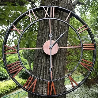Gartenuhr (kupfer), 40 Cm Große Wanduhr Für Den Außenbereich Mit Römischen Ziffern, Gartenuhr Aus Eisen, Gartenuhr