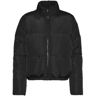 NOISY MAY Damen Kurze Puffer Übergangsjacke Warme Stepp Jacke ohne Kapuze Wattierter Blouson NMANNI, Farben:Schwarz, Größe:M - M