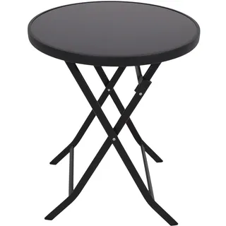 DEGAMO Bistrotisch Klapptisch Milano 60cm rund, Metall anthrazit + Glas schwarz, Outdoor