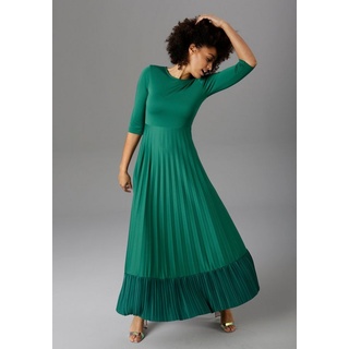 Aniston CASUAL Maxikleid, Rockteil mit Volant aus Plissee, Gr. 48 - N-Gr, smaragd, , 98917800-48 N-Gr