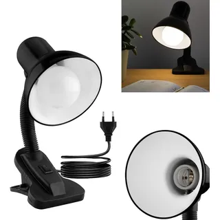 Lumiled Schreibtischlampe klassisch Leselampe Tischleuchte Flexibler Hals Arbeitsleuchte mini Nachttischlampe E27 Fassung Tischlampe Kinderzimmer für Lesen Studieren Mädchen Junge schwarz
