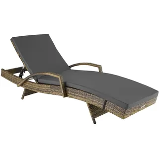 Tectake Rattan Sonnenliege 190 x 71 x 34 – 74,5 cm Natur