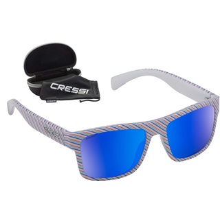 Cressi Unisex-Erwachsene Spyke Sunglasses Sport Sonnenbrillen, Lines Fantasy/Blau verspiegelte Linse, Einheitsgröße