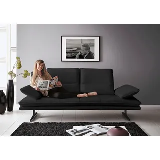 2-Sitzer W.SCHILLIG "broadway, Designsofa mit tollem Sitzkomfort, Breite 216cm", schwarz (schwarz z59), B:216cm H:94cm T:96cm, Longlife Xtra-Leder Z59: Glattleder mit modischer Prägung. Hautstärke 0, 9 - 1, 1 mm, Sofas, Sitztiefenverstellung, Kopfteil- & Seitenteilverstellung, Breite 216cm