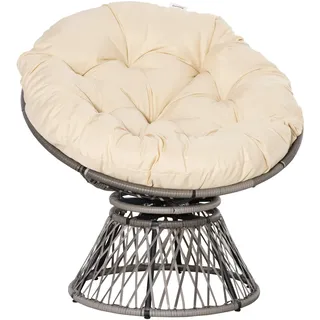 Outsunny Papasansessel Korbsessel 87 x 97 x 90 cm beige
