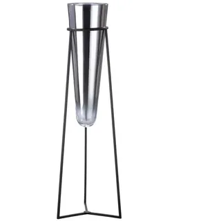 GILDE Dekovase FUTURE Vase - silber - Glas, Metall - H. 82cm - Deko (1 Stück), Kegelförmige Vase - Blumenvase für Tischdeko und Deko Vasen silberfarben
