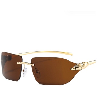 Juoungle Sonnenbrille Retro Mode Rahmenlose Sonnenbrille für Damen Herren braun