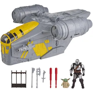 Star Wars ActionVerse Mandalorianische Razor Crest, 2-in-1 Raumfahrzeug & Spielset (35 cm), Mandalorianer & Grogu Action-Figuren, Spielzeug für Jungen & Mädchen ab 4 Jahren