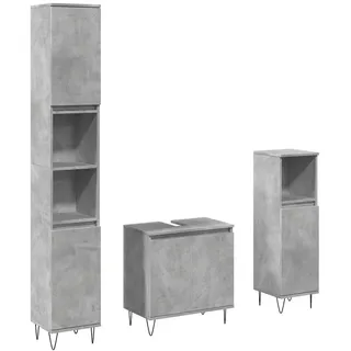 vidaXL 3-tlg. Badmöbel-Set Betongrau Holzwerkstoff