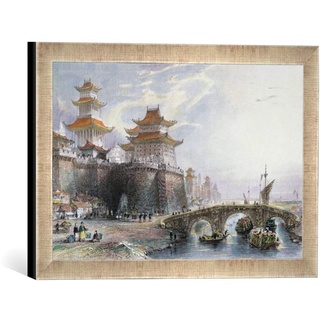 Gerahmtes Bild von Thomas nach Allom Western Gate of Peking, c.1850, Kunstdruck im hochwertigen handgefertigten Bilder-Rahmen, 40x30 cm, Silber Raya